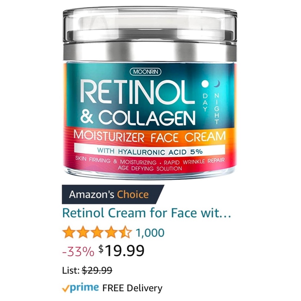 Retinol + Collagen Moisturizer Face Cream with Hyaluronic Acid NEW